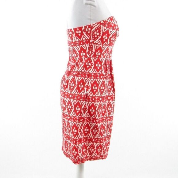 J. Crew red cotton strapless dress 2 - Picture 5 of 8